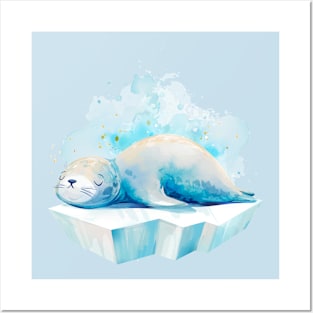 Seel Sleeping Watercolor Posters and Art